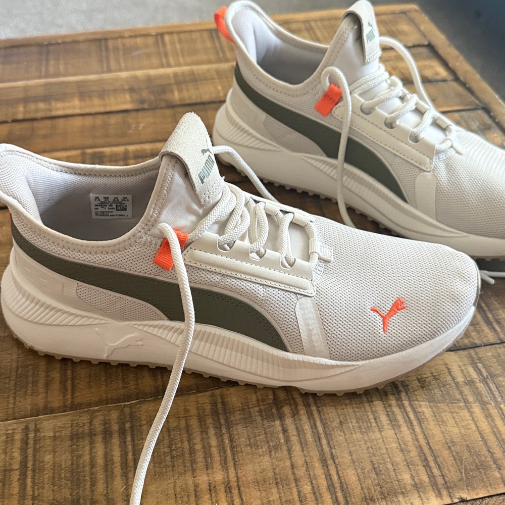 Puma White and Coral Athletic Shoes- worn once! New condition